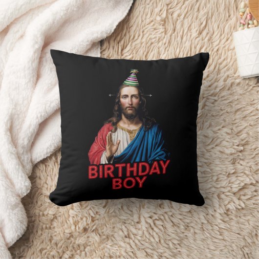 おもしろいクリスマス誕生日少年 クッション (ブランケット)
