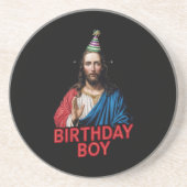 おもしろいクリスマス誕生日少年 コースター (正面)