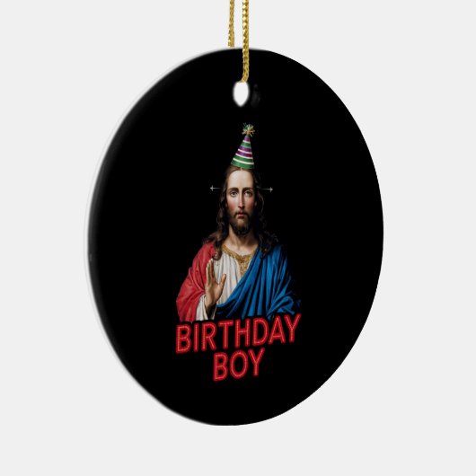 おもしろいクリスマス誕生日少年 セラミックオーナメント (右)