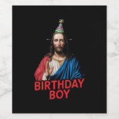 おもしろいクリスマス誕生日少年 ワインラベル (シングルラベル)