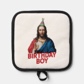 おもしろいクリスマス誕生日少年 鍋敷き (正面)