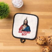 おもしろいクリスマス誕生日少年 鍋敷き (トップダウン)
