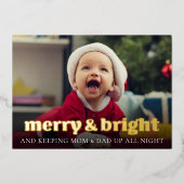 おもしろいクリスマス誕生発表ゴールドフォイルカード 箔シーズンカード (正面)