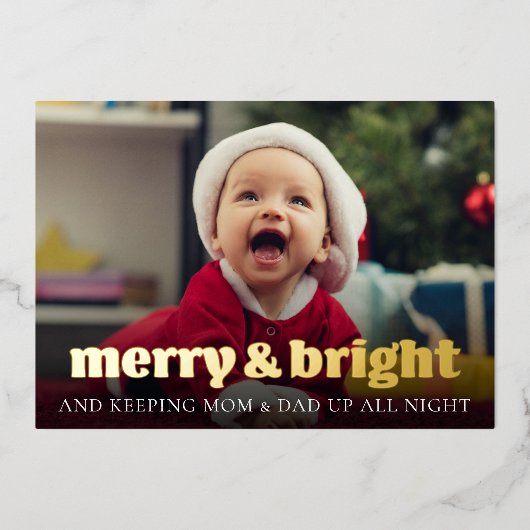 おもしろいクリスマス誕生発表ゴールドフォイルカード 箔シーズンカード (正面)