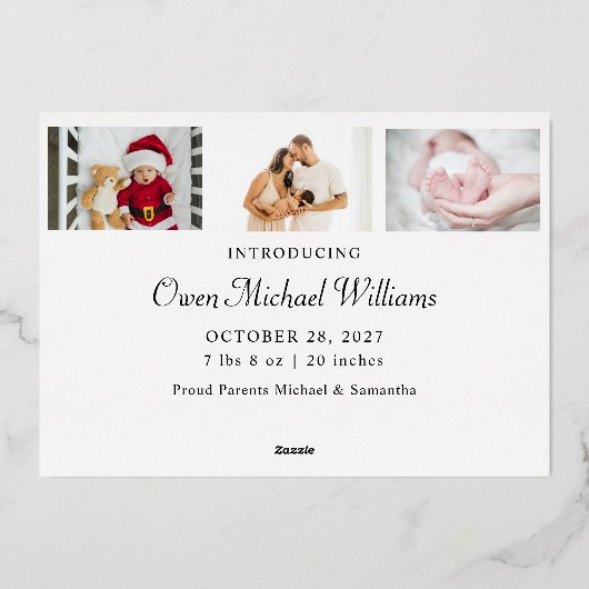 おもしろいクリスマス誕生発表ゴールドフォイルカード 箔シーズンカード (裏面)