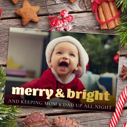 おもしろいクリスマス誕生発表ゴールドフォイルカード 箔シーズンカード