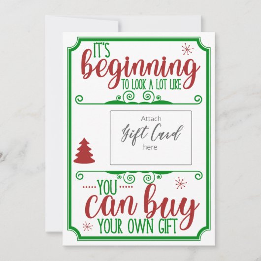 おもしろいクリスマス赤い緑のギフト券ホルダー (正面)