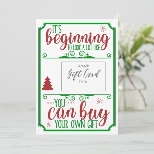 おもしろいクリスマス赤い緑のギフト券ホルダー (スタンド正面)