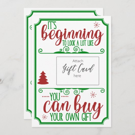 おもしろいクリスマス赤い緑のギフト券ホルダー (正面/裏面)