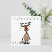 おもしろいクリスマス赤ノーズのトナカイのギフトカード (スタンド正面)
