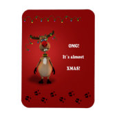 おもしろいクリスマス赤ノーズ・トナカイ マグネット (縦)