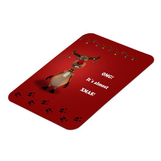 おもしろいクリスマス赤ノーズ・トナカイ マグネット (左側)