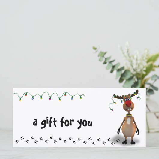 おもしろいクリスマス赤鼻トナカイのギフト証明書 (スタンド正面)