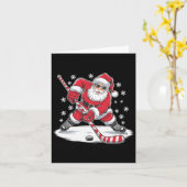 おもしろいクリスマス遊サンタのアイスホッケークリスマス カード (黄色い花)