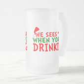 おもしろいクリスマス酒を好む人 フロストグラスビールジョッキ (正面右)