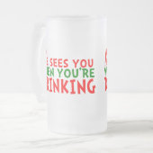 おもしろいクリスマス酒を好む人 フロストグラスビールジョッキ (正面左)