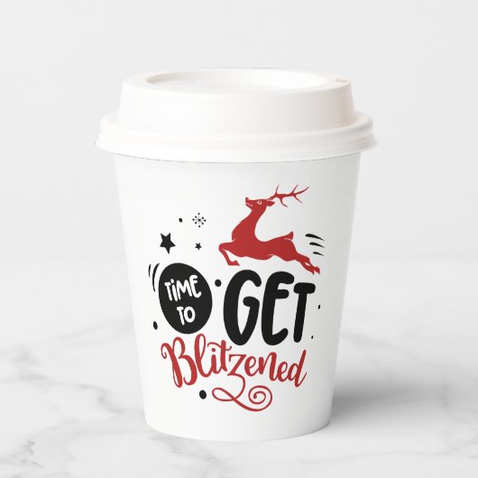 おもしろいクリスマス酒を飲む 紙コップ (正面)