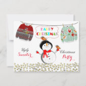 おもしろいクリスマス醜いセーターをテーマにしたフェスティバルパーティー 招待状 (正面)