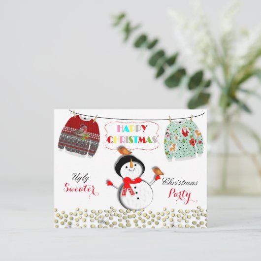 おもしろいクリスマス醜いセーターをテーマにしたフェスティバルパーティー 招待状 (スタンド正面)