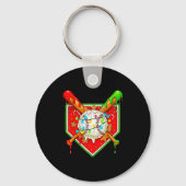 おもしろいクリスマス野球アイスクリームドリップ メンズ レディース キーホルダー (正面)