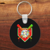 おもしろいクリスマス野球アイスクリームドリップ メンズ レディース キーホルダー (正面)