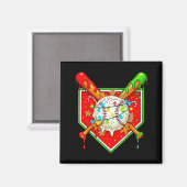 おもしろいクリスマス野球アイスクリームドリップ メンズ レディース マグネット (正面/裏面)