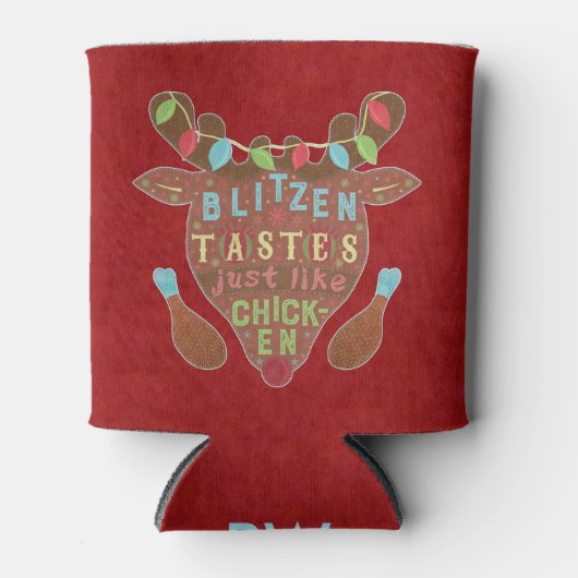 おもしろいクリスマス金髪チキントナカイのユーモア 缶クーラー (正面)