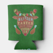 おもしろいクリスマス金髪チキントナカイのユーモア 缶クーラー (裏面)