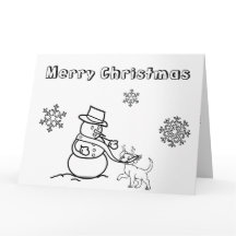 おもしろいクリスマス雪だるまとドッグカラーマイカード