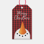 おもしろいクリスマス雪だるまレッドブラックバッファロープレイド ギフトタグ (正面)