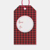 おもしろいクリスマス雪だるまレッドブラックバッファロープレイド ギフトタグ (裏面)