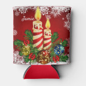 おもしろいクリスマス靴下スタッファー名前をカスタムするビール 缶クーラー (正面)