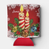 おもしろいクリスマス靴下スタッファー名前をカスタムするビール 缶クーラー (裏面)