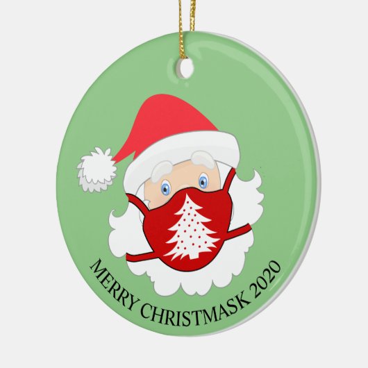 おもしろいクリスマス顔マスクサンタ2020 セラミックオーナメント (左)