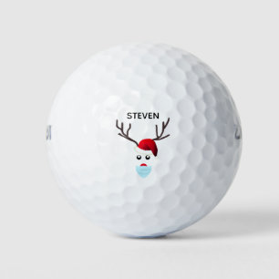 おもしろいクリスマス顔マスクトナカイパーソナライズされた ゴルフボール