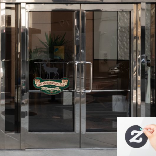 おもしろいクリスマス食べ物を与えトナカイ ウィンドウサイン (オフィスドア)