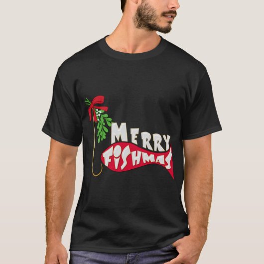 おもしろいクリスマス魚釣り-メリー Fishmas Tシャツ (正面)