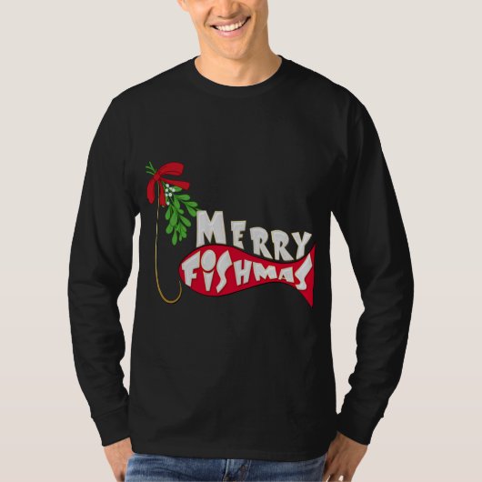 おもしろいクリスマス魚釣り-メリー Fishmas Tシャツ (正面)