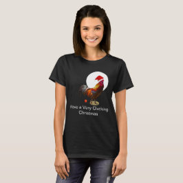 おもしろいクリスマス鶏あいさつ醜い黒 Tシャツ