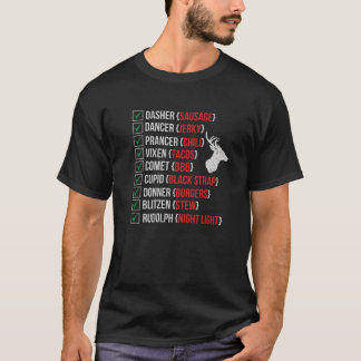 おもしろいクリスマス鹿がサンタのトナカイ肉を狩る Tシャツ