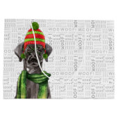 おもしろいクリスマス黒ラブラドール犬 ラージペーパーバッグ (裏面)