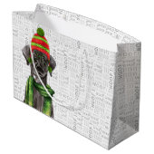 おもしろいクリスマス黒ラブラドール犬 ラージペーパーバッグ (裏面アングル)