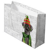 おもしろいクリスマス黒ラブラドール犬 ラージペーパーバッグ (正面アングル)