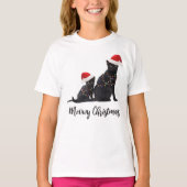 おもしろいクリスマス黒猫サンタ帽子 Tシャツ (正面)