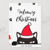 おもしろいクリスマス黒猫 シーズンカード (正面/裏面)