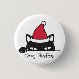 おもしろいクリスマス黒猫 缶バッジ