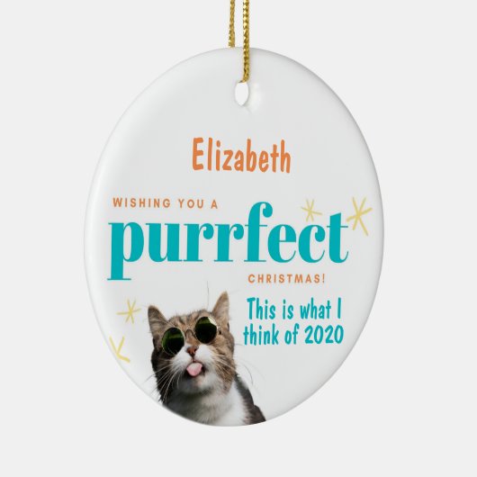 おもしろいクリスマス2020オーナメント猫とトイレ紙 セラミックオーナメント (右)