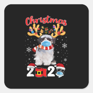 おもしろいクリスマス2020シーズー（犬）Tzuマスクマッチパジャマ スクエアシール