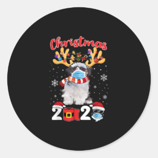 おもしろいクリスマス2020シーズー(犬)Tzuマスクマッチパジャマ ラウンドシール