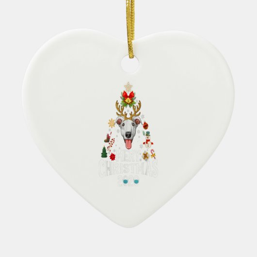おもしろいクリスマス2020ツリーグレイハウンドマスクコスチューム セラミックオーナメント (正面)